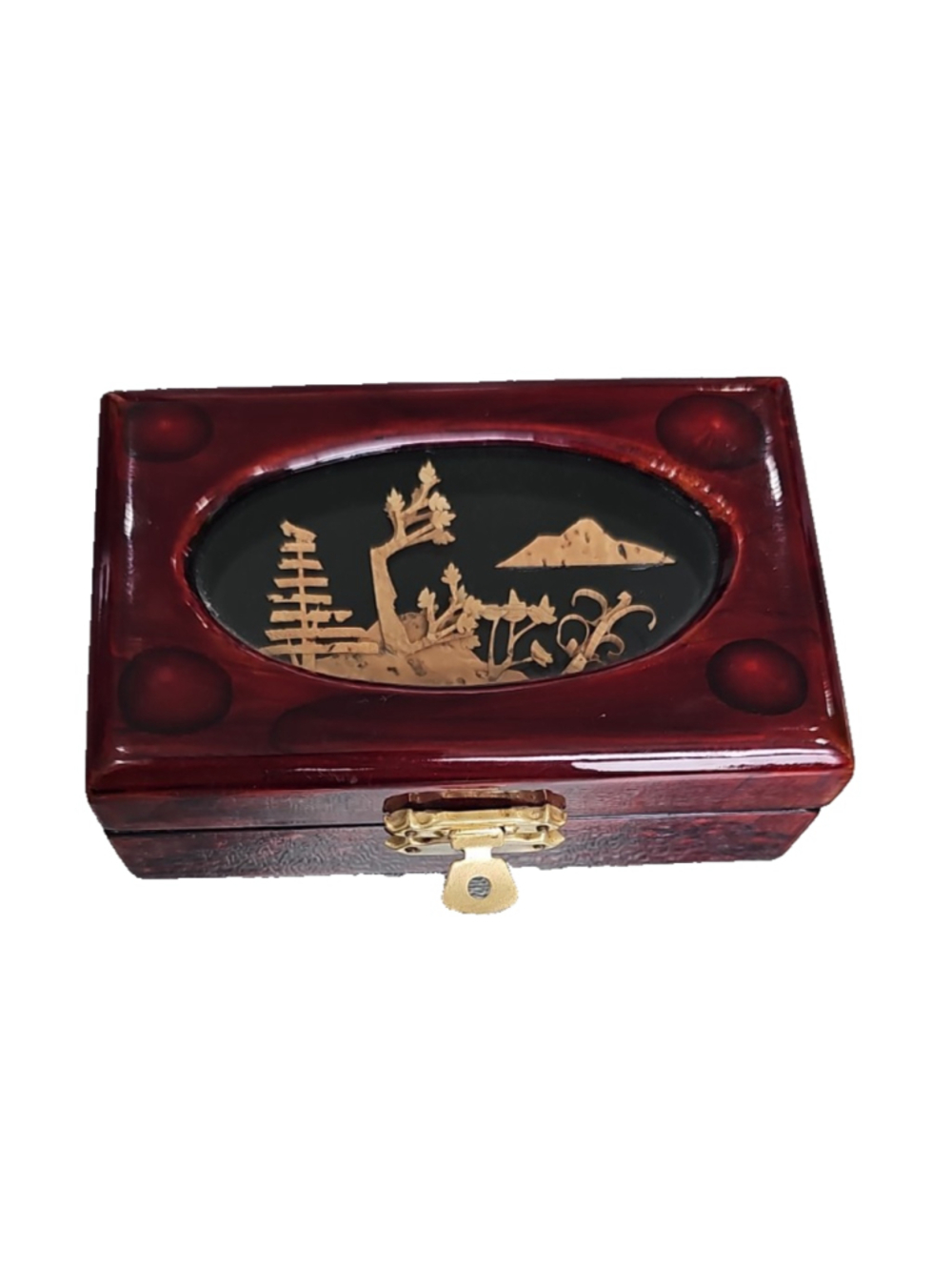 VINTAGE Chinese Hand Crafted Cork Diorama Jewelry/Music Box - BEAUTIFUL